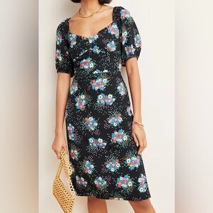 Anthropolgie Floral Black Dress Sz 8